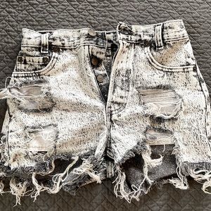 Levi’s high waisted distressed jean shorts
